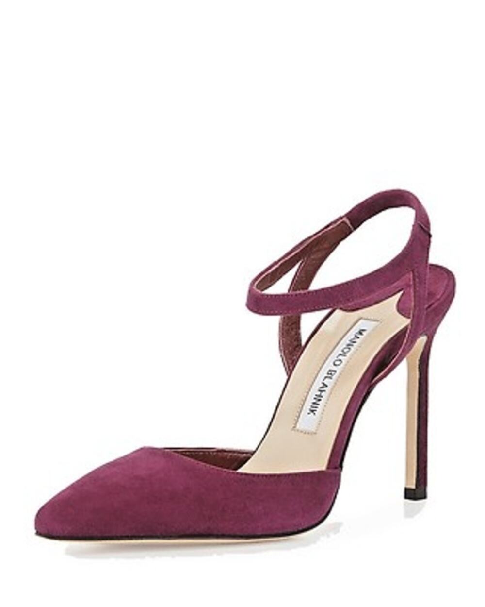 Manolo Blahnik Purple Suede Slingback Pointed Toe High Heel Pump 38